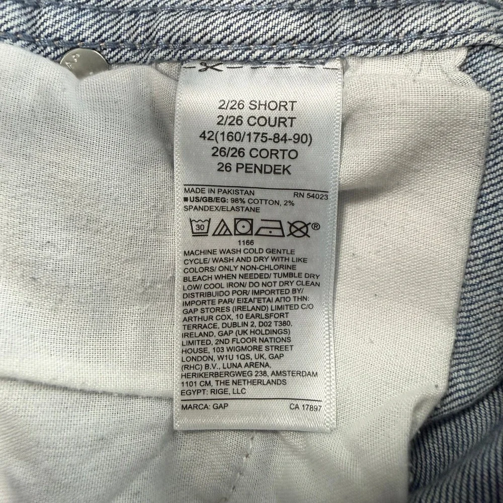 Gap Distressed High Rise Vintage Slim Denim Shorts Womens 2/26S Blue